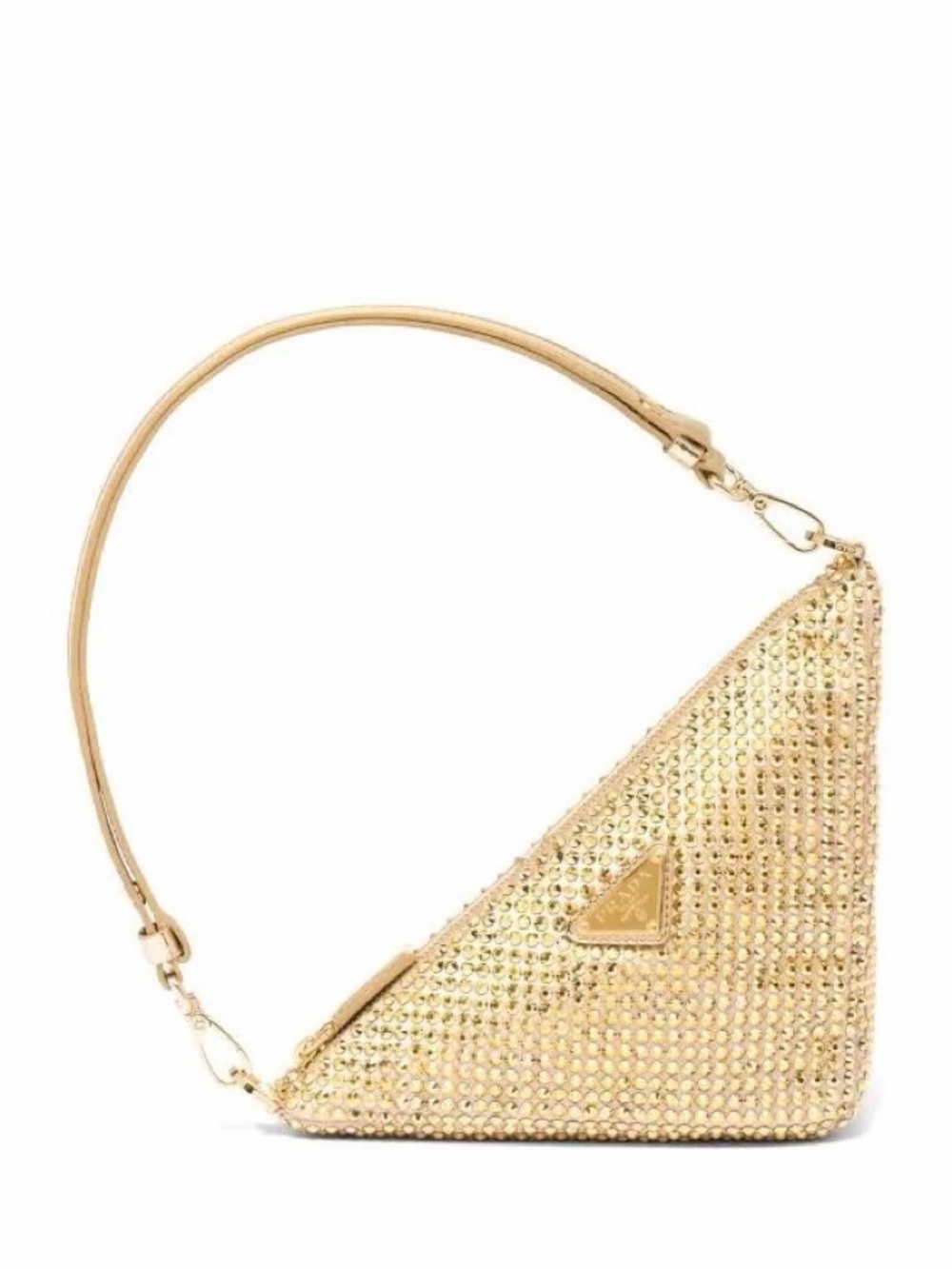 Prada Gold Crystal-Embellished Triangle Shoulder Bag